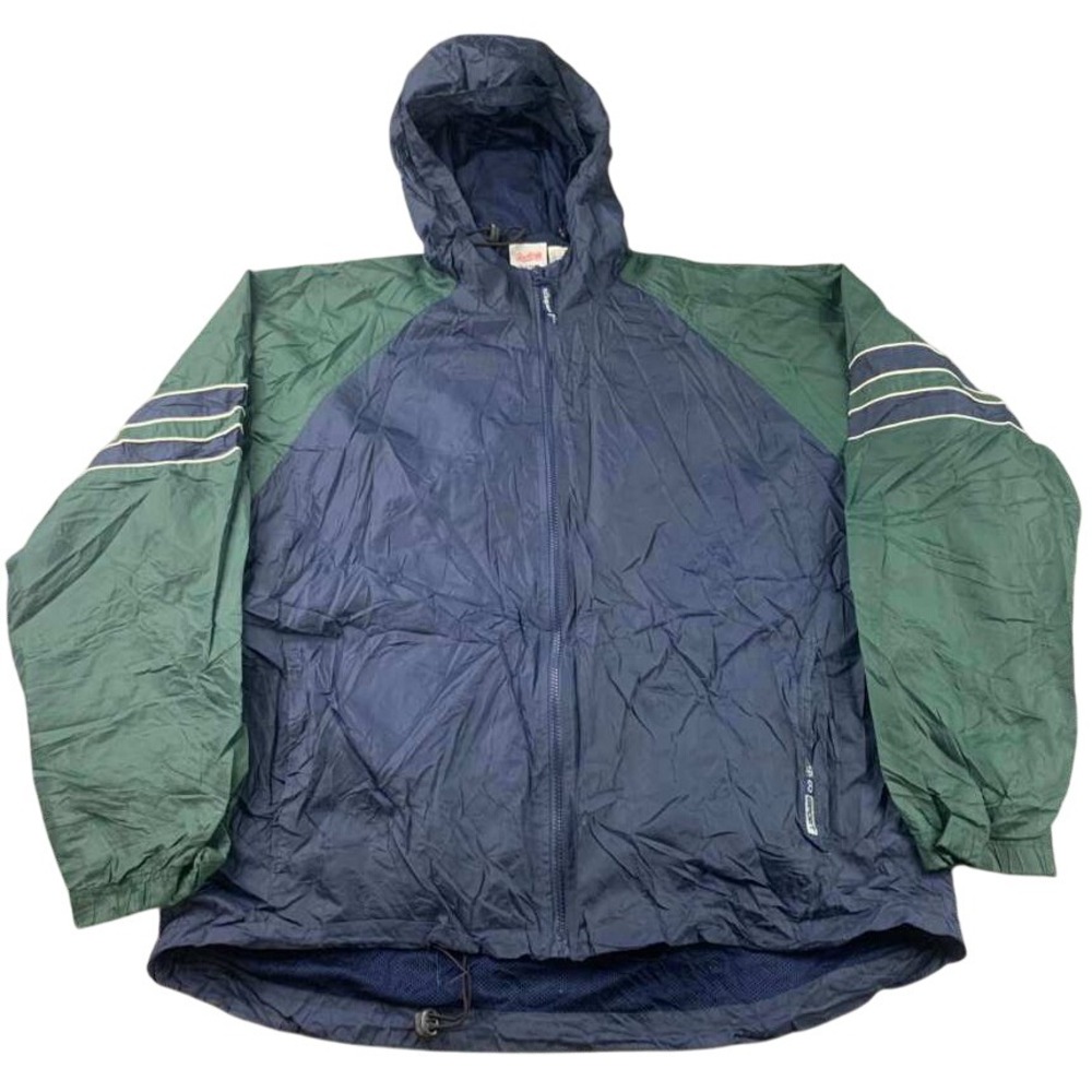 Vintage Rawlings Windbreaker Jacket XL Navy Green Hooded Water Repellent‎ 90s